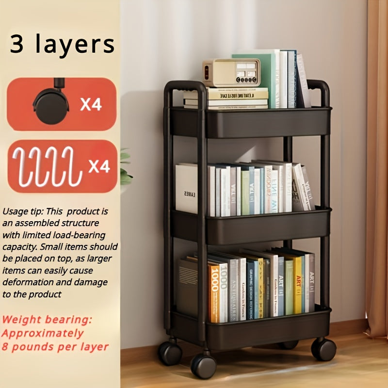 Carro de Almacenamiento Rodante de Tres Niveles - Organizador Multiusos Blanco y , Adecuado para Cocina, Baño, Dormitorio - Diseño en Plástico Grueso, Estantería Móvil Ahorradora de Espacio, Carrito de Cocina