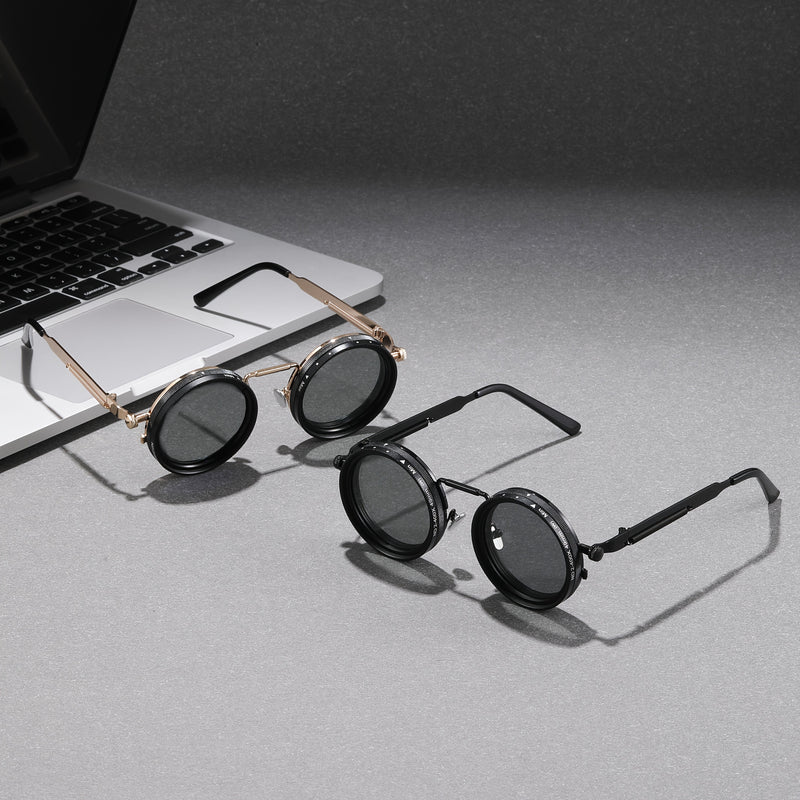Lentes de moda con luz ajustable, ideales para diversas ocasiones, fiestas retro punk, festivales, para hombres y mujeres. Temporada de Pascua, graduación, Halloween, Navidad. Lentes de aluminio-magnesio, armazón de aleación, estuche y paño para limpiar