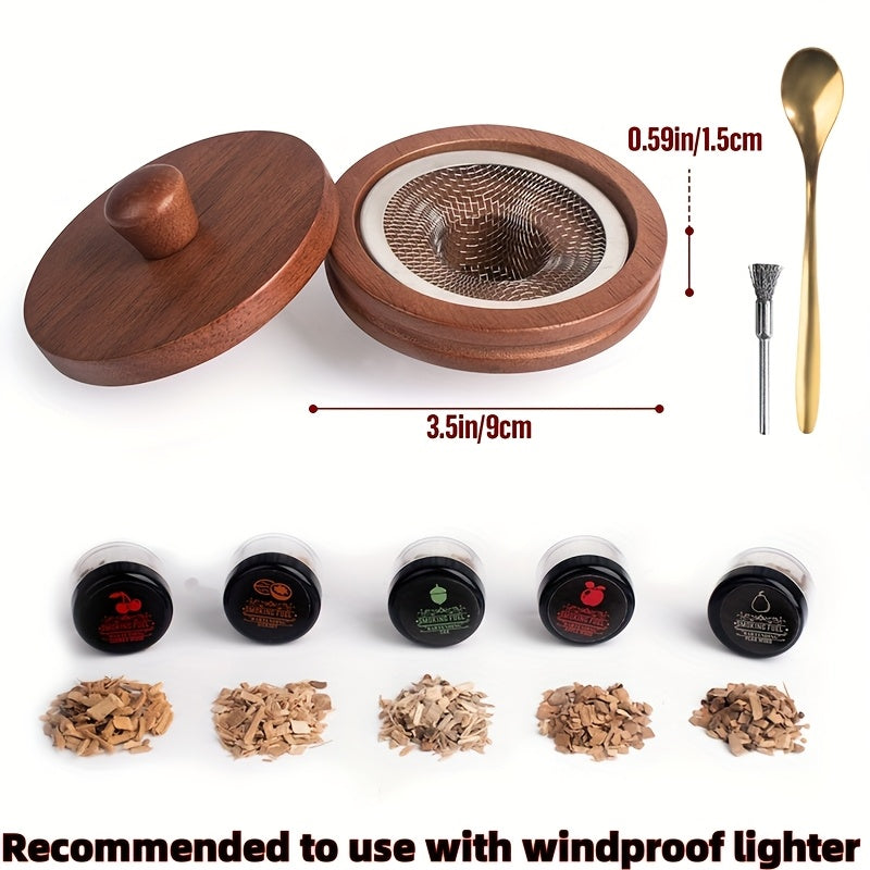 1 Juego de Kit Ahumador Roostertail - 5 Sabores para Whisky, Vino y Carne con Chips de Madera, Regalo Perfecto para Amantes del Whisky