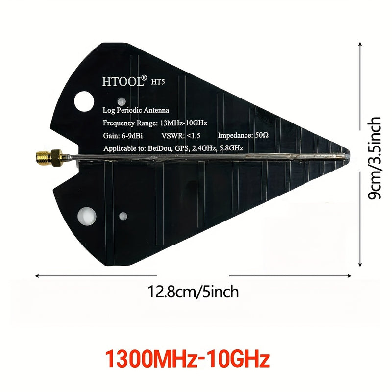 Antena UWB periódica logarítmica HT5, no cargada, 1300MHz-10GHz, ganancia de 6-9dBi, 50 ohmios para GPS, transmisión de señal de 2,4GHz y 5,8GHz