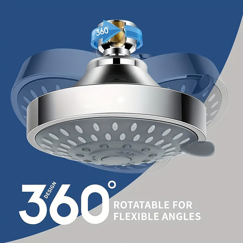 1 cabezal de ducha contemporáneo de 4 pulgadas, 5 modos de rociado, alta presión, montaje en pared/colgado/insertado, sin necesidad de electricidad, rociador estilo spa americano para hogar, hotel y casa de huéspedes