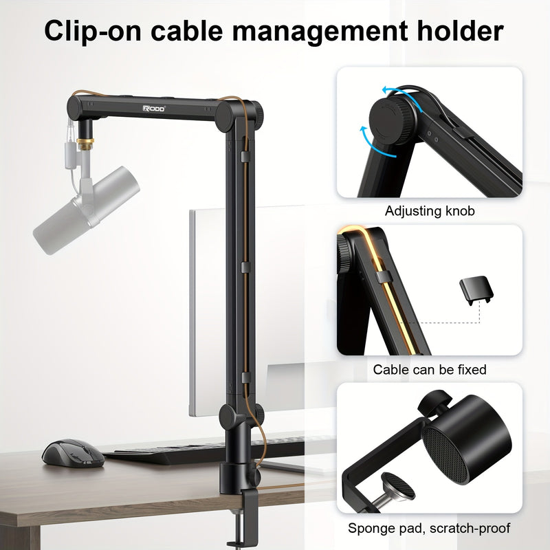 Soporte de Micrófono de Brazo RODD AK-48 para Trabajo Pesado - Soportes para Podcasts, Grabación y Juegos - Carga Máxima 1.9kg, Altura Ajustable, Construcción Duradera, Eid Al-Adha Mubarak