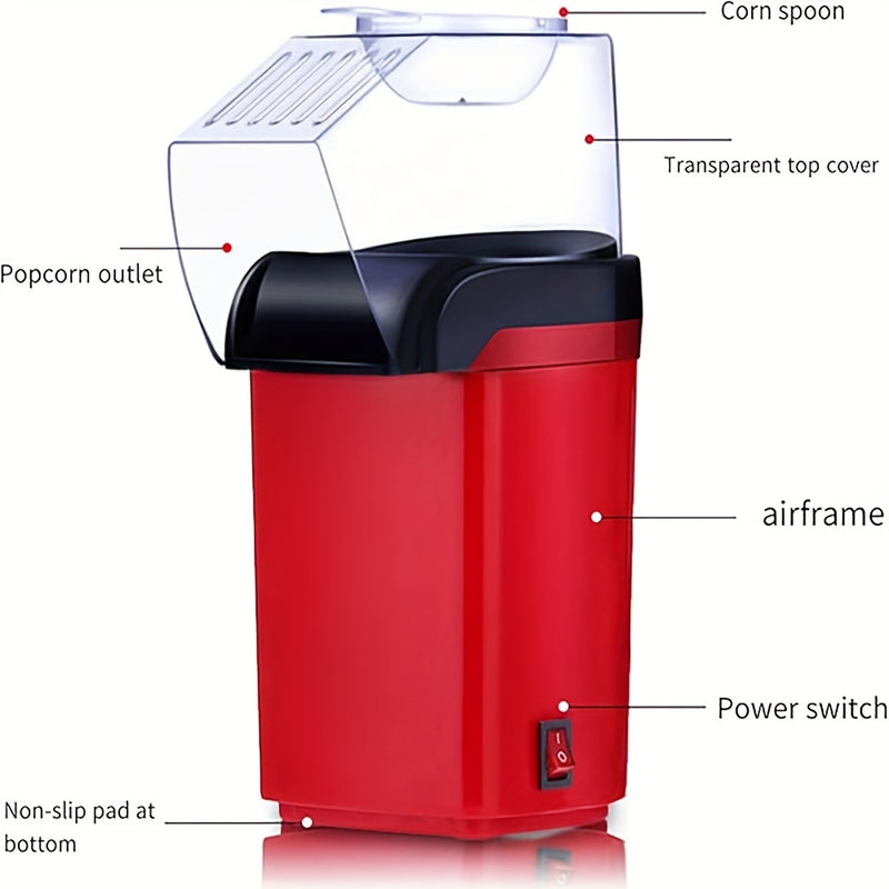 SENBOWE Mini Fabricante de Palomitas Eléctricas - Automático Completo, Acero Inoxidable, Rojo y Negro, No Requiere Batería, Conector de 120V EE. UU., Perfecto para Uso Doméstico, Máquina de Fabricación de Palomitas | Construcción de Acero Inoxidable | Di