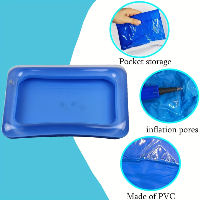 1/2 Piezas Bañera Inflable Cuadrada para Pies, Taza Portátil de Remojo para Piscina, Set de Pedicura y Limpieza de Piscinas