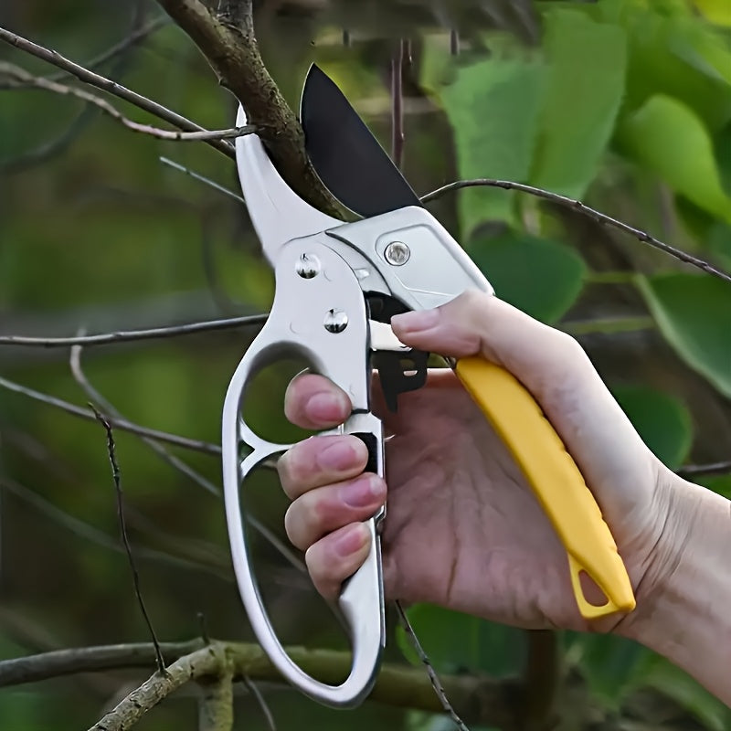 Tijeras de poda profesionales, tijeras de jardín de paso de oveja, hoja de acero, mango ergonómico, ratchet segmentado afilado, con bloqueo deslizante, para podar de manera eficiente, esenciales para el jardinería doméstico.