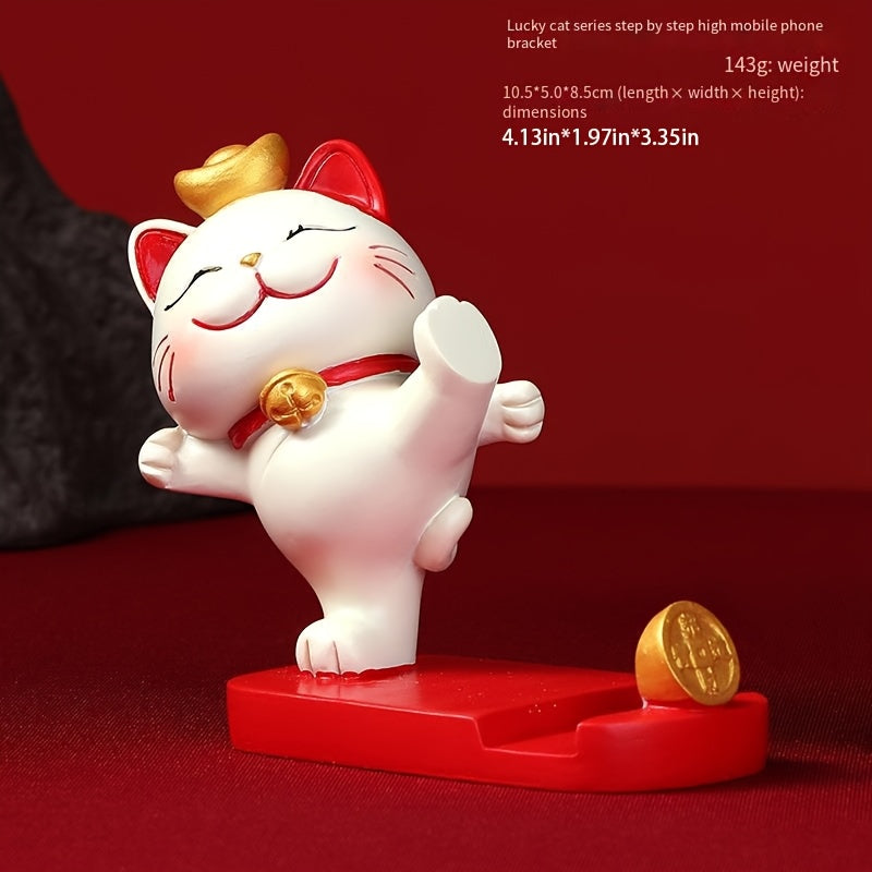 Soporte para Teléfono Móvil de Estilo Chino con Gato de la Suerte, Tendencia Nacional, Regalo de Cumpleaños y de Graduación, Adorno Creativo de Soporte de Resina para Escritorio