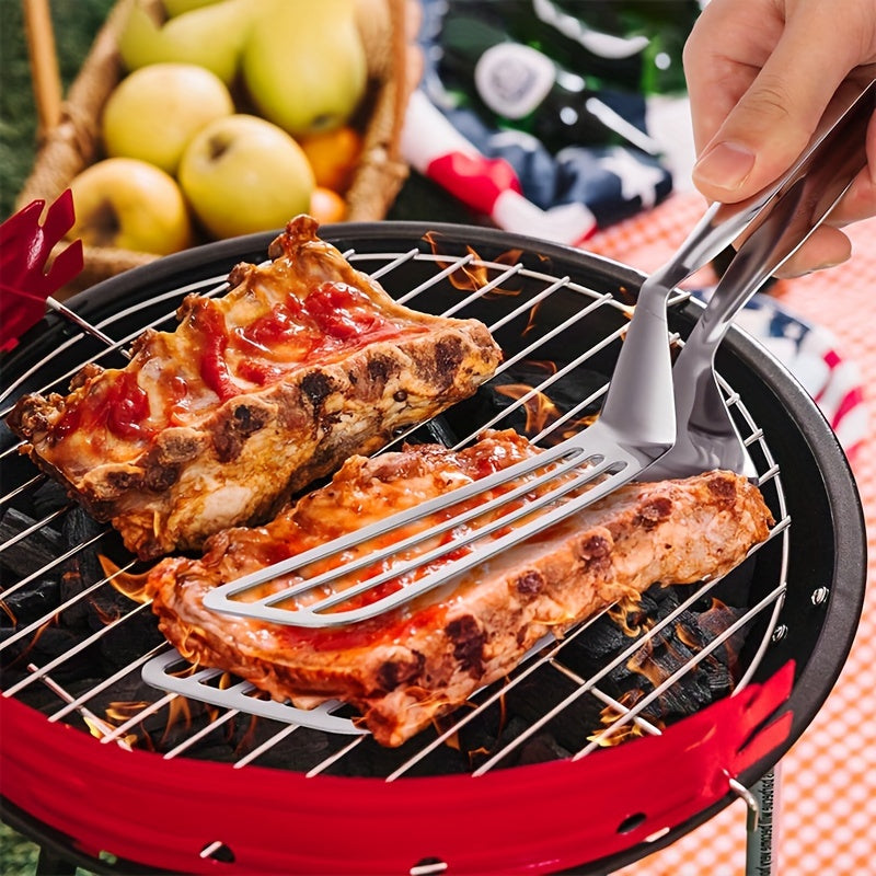 1 pza. Pinzas de acero inoxidable multifuncionales para buffet, freír pescado, pan, bistec, ensalada y postre; herramientas de cocina para preparar y servir alimentos sin esfuerzo