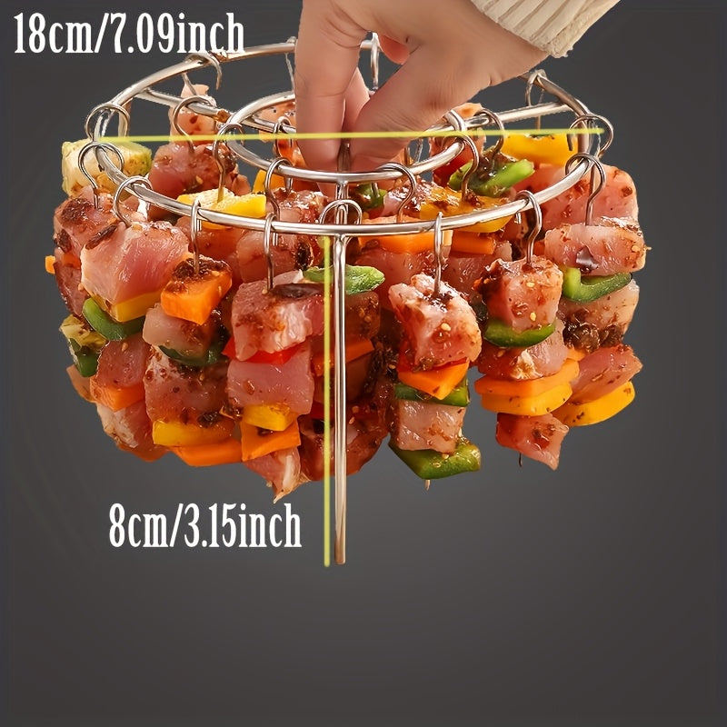 Freidora de Aire con Parrilla y 24/12 Brochetas - Parrilla Giratoria Multi-Aguja Resistente, Calentamiento Rápido a 360° para Cocina Uniforme - Compatible con Freidoras Domésticas - Ideal para BBQ en Interiores/Exteriores, Fiestas, Camping, Navidad, Hall