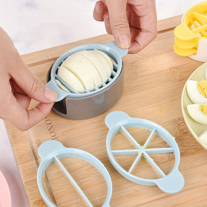 Rebanador y Cortador de Huevos 3-en-1 - Gadget de Cocina Versátil, Resina ABS Duradera, No Eléctrico con Cuchillas Intercambiables para Huevos Duros, Frutas y Más - Perfecto para Cocinar al Aire Libre