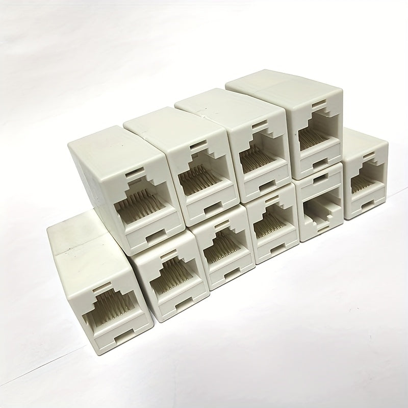 6/10piezas Acoplador de cobre chapado en amarillo premium RJ-45 Ethernet, rectangular categoría, sin necesidad de energía, contacto de cobre adaptador de cable Cat5/Cat6 unión sin batería