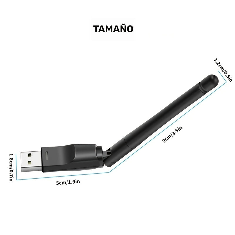 Adaptador de red portátil, Wifi de 2,4G con una velocidad máxima de 150Mbps, con una antena Wifi de alta ganancia, compatible con WPA-PSK/WPA2-PSK para un uso seguro de la red, adecuado para Windows 11, 10, 8, 7 y XP en escritorios y portátiles.