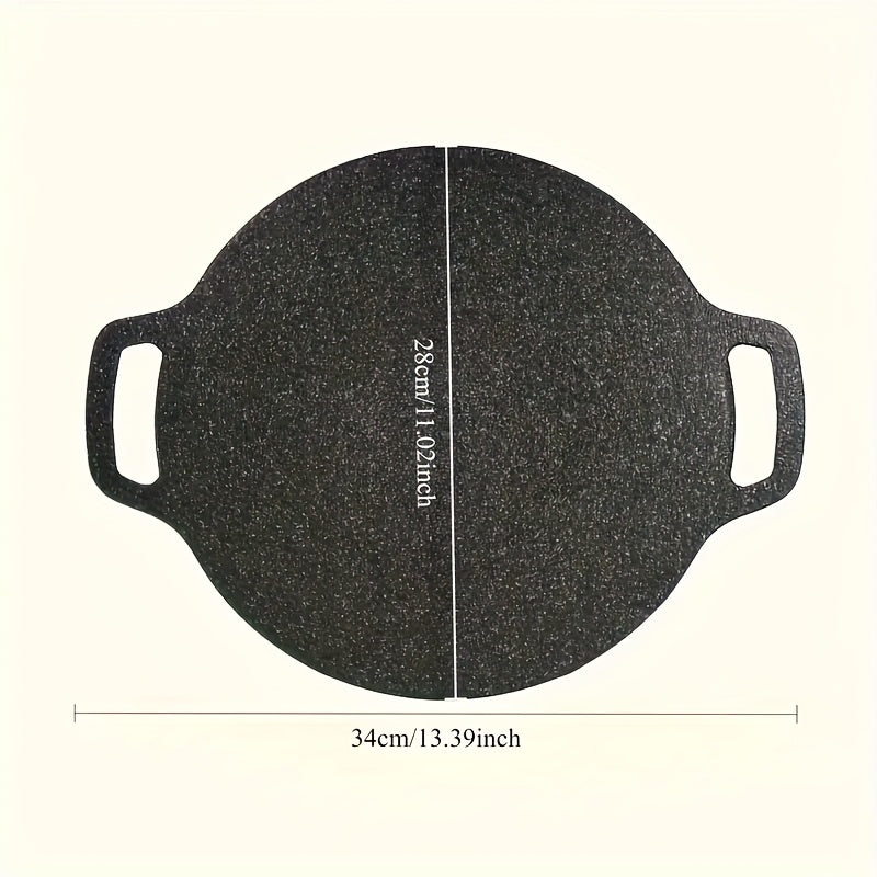 1pc Parrilla Coreana - Placa Circular de Hierro Fundido y Acero Inoxidable Antiadherente con Fumado Ligero, Portátil para Uso en Casa y Exterior, Sin Necesidad de Electricidad, Utensilios de Cocina Duraderos