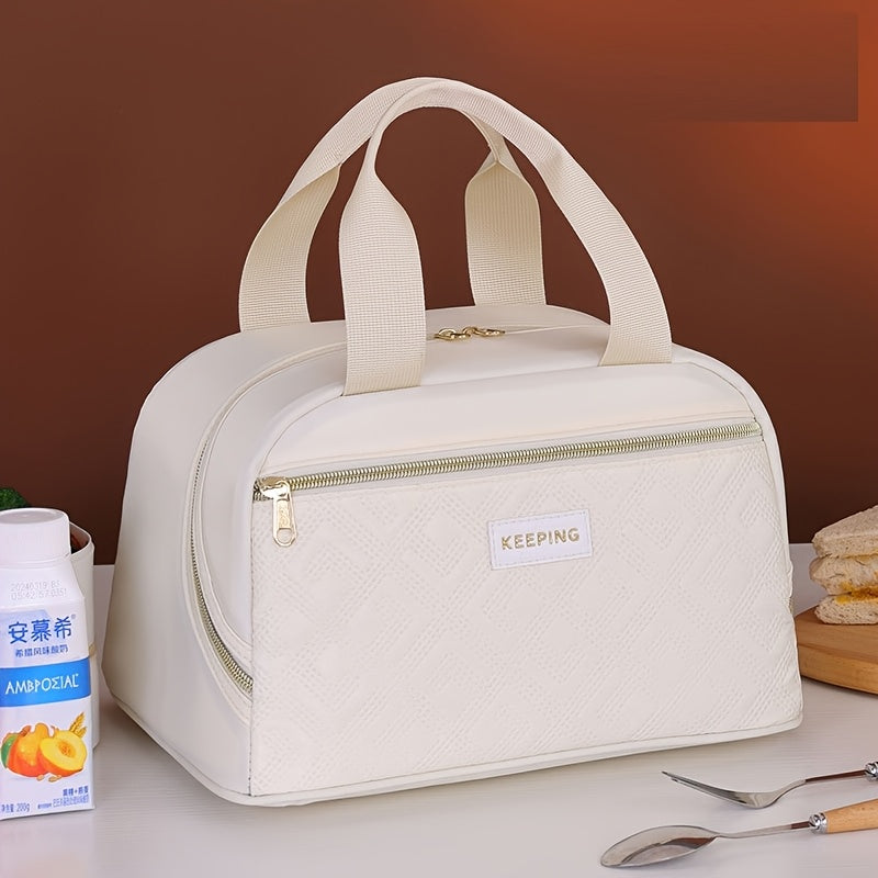 1pc Bolsa de almuerzo aislada para llevar comida al trabajo, estilo nuevo y elegante, bolsa térmica portátil para picnic o escuela, no apta para contacto con alimentos