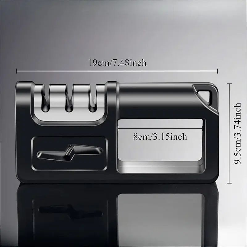 AFILADOR DE COCINA SHARPNESS 4-en-1 - Sistema de Afilado Multietapa con Piedra de Diamante, Mango Ergonómico y Ángulo Ajustable para un Afilado Óptimo, Largo de 19.0 cm, Alto de 9.5 cm