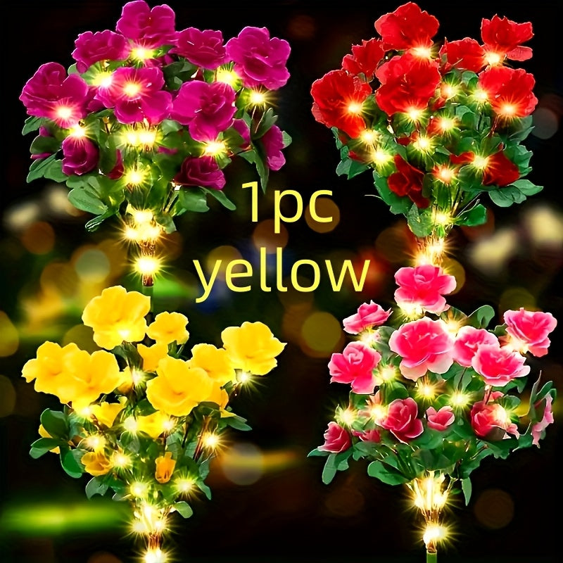 Luces solares para jardín al aire libre, lámparas solares de flores azalea, adecuadas para jardines, patios, césped y senderos de patio trasero.