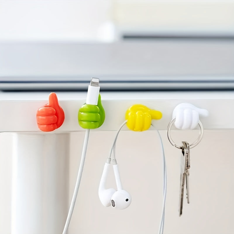 Gancho Creativo para Pulgar Organizador de Cables Multifuncional Fijación de Cables Adhesivo Fuerte Sin Rastro Gancho Sin Perforación, Organizador de Escritorio y Cajón para Almacenamiento en el Hogar