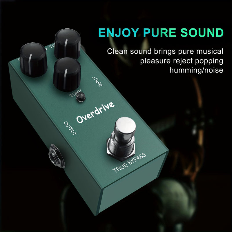 Pedal de efecto de guitarra de overdrive de aleación de aluminio, mini tipo único DC 9V, bypass verdadero, carga USB, voltaje de funcionamiento ≤36V, no requiere batería - Azul