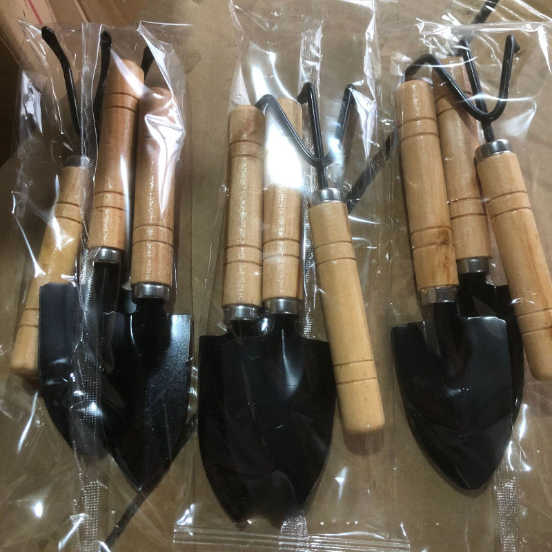 Un conjunto de tres piezas de jardinería de suculentas, herramientas de macetas para el hogar, pala para plantar flores, rastrillo y herramienta para suelto de suelo, conjunto de tres piezas.