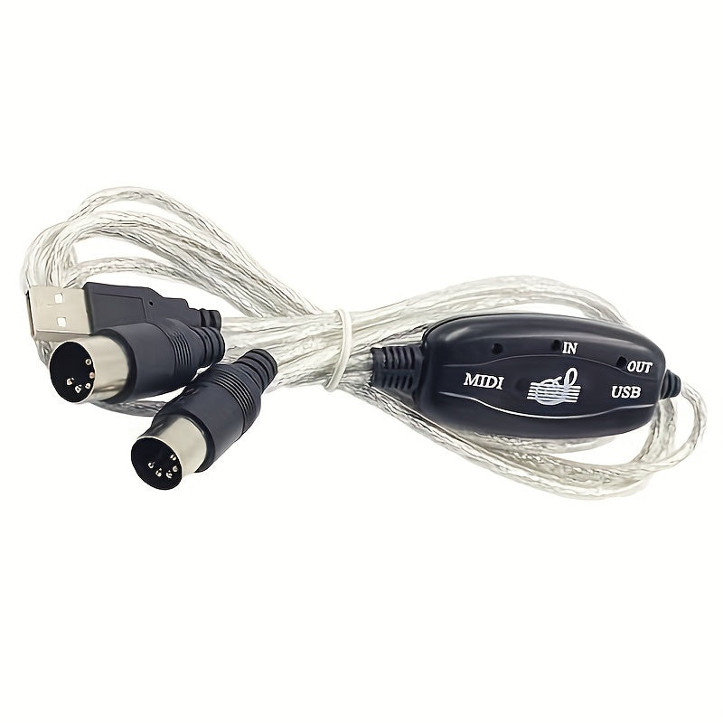 1pc 2-en-1 Cable Convertidor USB a MIDI, 16 Canales Cable de Interfaz Redonda Macho a Hembra Cat5e, Adaptador de Teclado Sintetizador Plug & Play para PC, Estudio de Música, Portátil, Windows, Mac - No Se Requiere Batería
