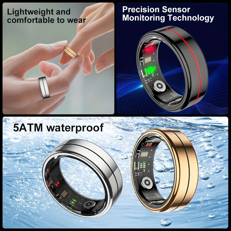 Anillo Inteligente Youth Demon - 5ATM de Alta Calidad con Control Táctil, Diseño Ligero y Modos Deportivos para Negocios, Fitness - Batería Magnética Recargable, Elegante con Detalles Rojos - Regalo Ideal para Entusiastas Tecnológicos