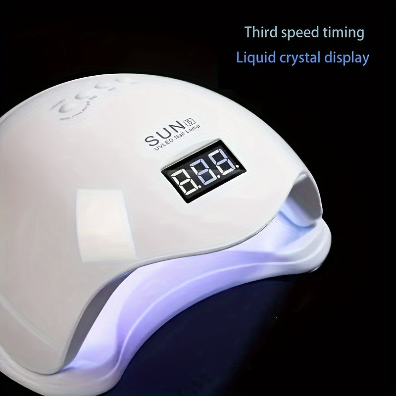 Lámpara LED para uñas de 48W con sensor inteligente - Luz de polir rápido y portátil, pantalla LCD, base extraíble, ideal para uso en casa y salón, alimentada por USB, material plástico, secador de uñas.