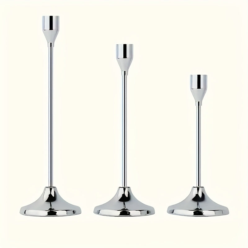 Juego de 3 Piezas de Candelabros Cónicos de Metal para Decoración de Fiestas Navideñas - Candelabro con Vela Cónica Adecuado para Bodas, Fiestas de Cumpleaños y Decoración de Mesas en Casa (Velas No Incluidas)