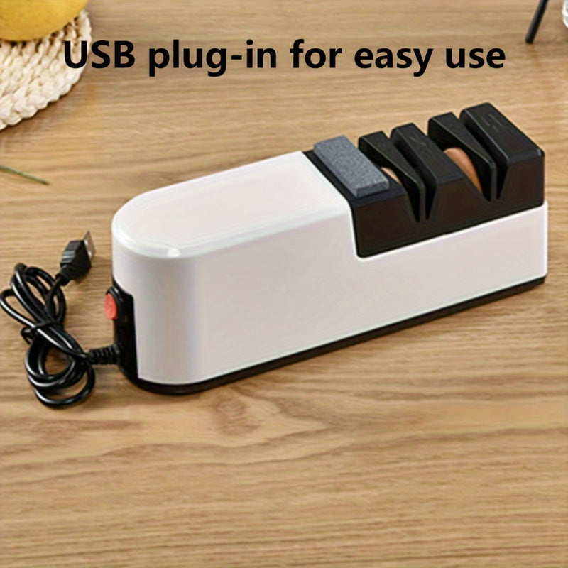 Afilador de Cuchillos Eléctrico Portátil - Alimentado por USB, Afilado Rápido para Cuchillos de Cocina y Tijeras, Material PC Duradero