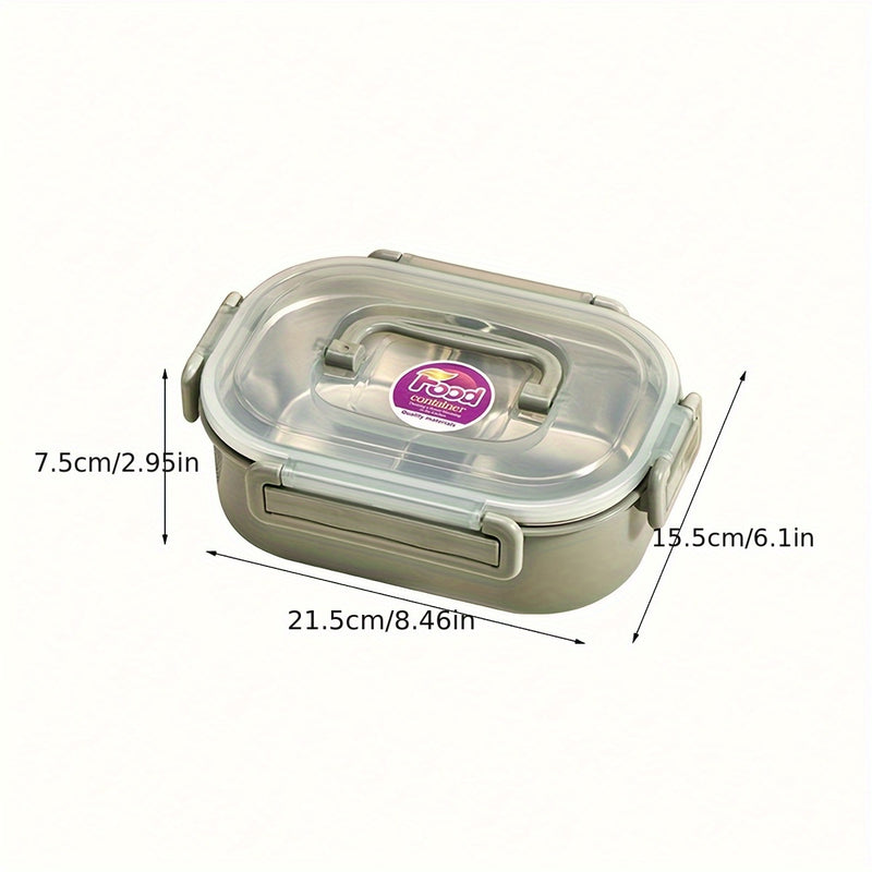 1 pza. lonchera de acero inoxidable aislante, apta para microondas y lavavajillas, con compartimentos, ideal para oficina y estudiantes, perfecta para escuela, comedor y cocina, forma rectangular, regreso a clases