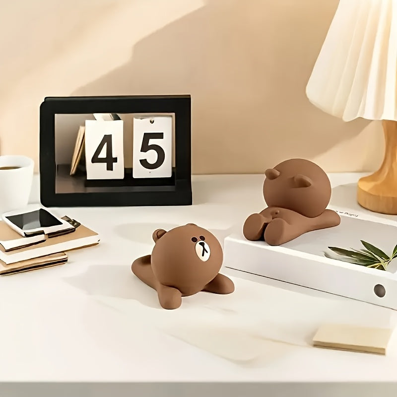 Soporte para Teléfono de Oso de Peluche Impermeable de 1 Pieza, Base Decorativa de Plástico, Adecuado para Hogar y Oficina, Ideal para Regalos de Vacaciones y Cumpleaños