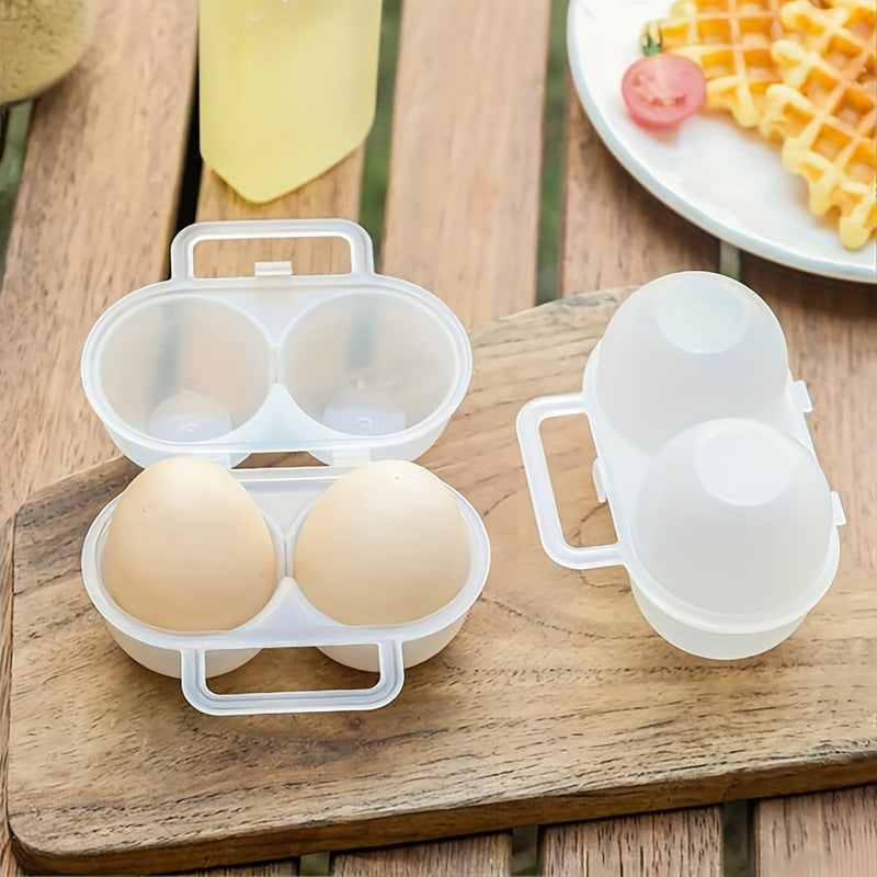 Caja portátil de huevos de 1 pieza, soporte de huevos de plástico con 2 compartimentos, contenedor de almacenamiento de huevos seguro para la nevera, caso organizador de huevos a prueba de choques para contacto con alimentos