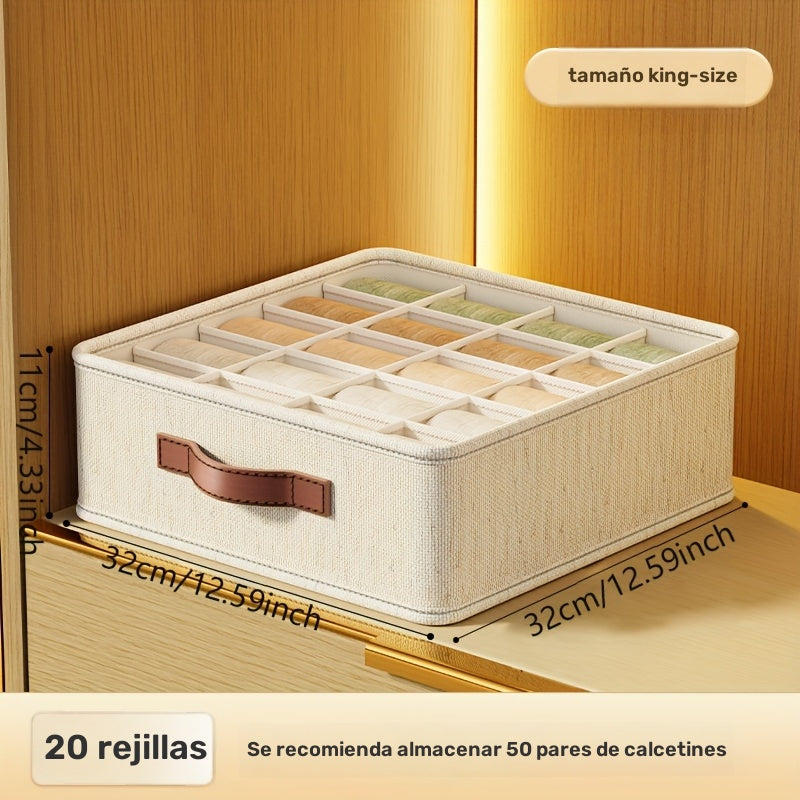 1pc Organizador Plegable de Cajones con Múltiples Compartimentos - Caja de Almacenamiento Ahorradora de Espacio para Ropa Interior, Calcetines y Prendas - Diseño Compacto y Acceso Abierto - Ideal para Hogar, Viajes, Residencia o Oficina - Construcción Du