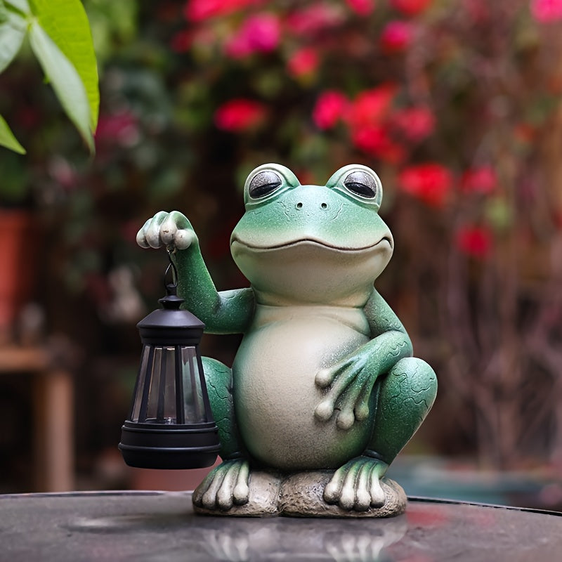 Estatua de farol de rana con energía solar - Decoración de jardín de resina encantadora con efecto 3D, perfecta para patios al aire libre, césped y caminos, regalo ideal para mujeres, mamá, abuela en Acción de Gracias y Navidad, decoración de jardín de r