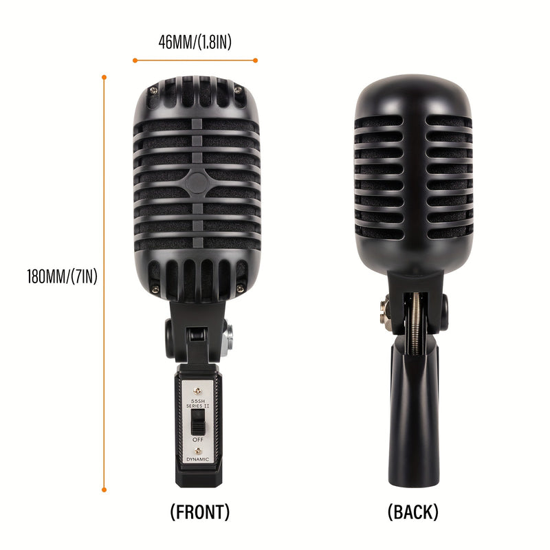 Microfono Dinámico Vintage XGeS - Micrófono Vocal Retro de Metal con Alimentación USB para Karaoke, Streaming y Grabación, Estudio Profesional & Actuaciones en Vivo con Soporte Colgante, Equipo de Karaoke, Diseño Clásico, Construcción Duradera