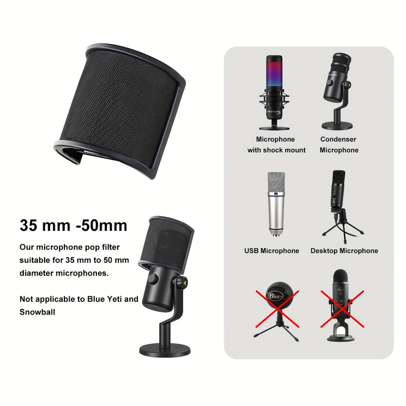 1pc Pantalla Antiviento en Forma de U con Capas de Esponja y Gasa - Accesorio para Grabación Vocal, Filtro Pop & Aislamiento de Ruido, Calidad de Sonido Clara, Diseño Duradero, Micrófono para Grabación, Filtro en Forma de U, Accesorio de Aislamiento de R