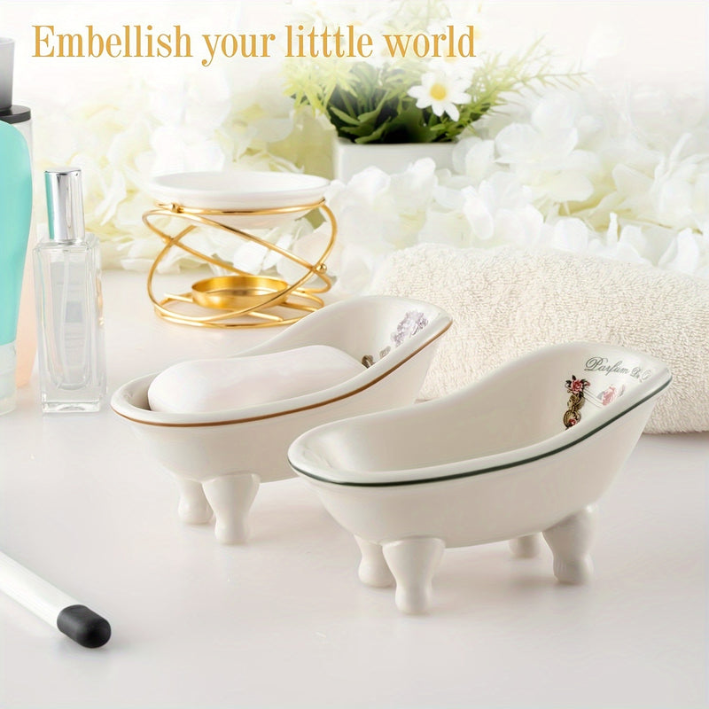 Encantador Jabonera Ovalada de Cerámica de 14.22cm - Decoración Vintage para Baño, Perfecta para Accesorios de Hogar y Cocina, Decoración y Accesorios de Baño
