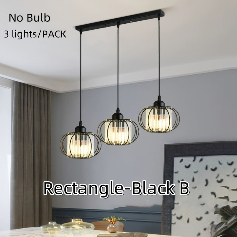 Araña moderna de metal con 3 brazos, acabado mate, lámparas colgantes desmontables para montaje semiempotrado, ideal para comedor, cafetería o bar, conexión directa, 110V-220V, sin necesidad de baterías, iluminación para comedor | diseño elegante en meta