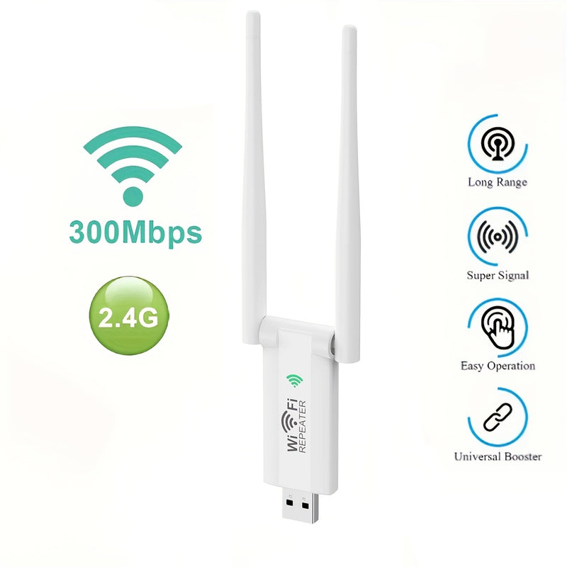 Repetidor Wi-Fi USB: Amplía la señal de tu red con una velocidad de 300 Mbps - Plug and Play