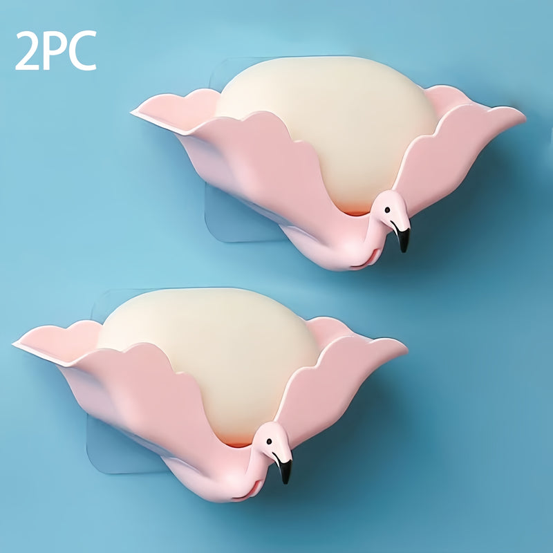 Jabonera Encantadora de Pájaro Llama - Bandeja de Plástico Triangular con Drenaje Automático y Orificio de Drenaje para Organización de Baño, Soporte para Jabón, Almacenamiento Multifuncional de Jabón