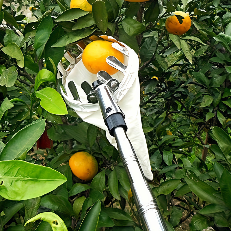 Juego de recolección de frutas de 3 piezas para cosechar manzanas, cítricos, peras, melos, herramientas agrícolas para jardinería de alta montaña, máquina portátil de recolección de frutas, cesta de cabeza, herramienta de recolección de frutas, bolsa por