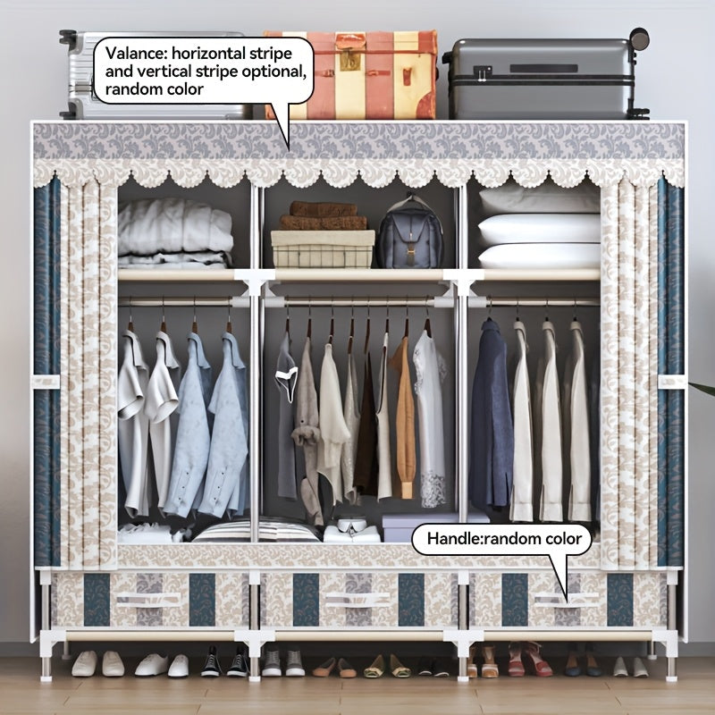 Armario Moderno de Fácil Instalación con Estructura de Acero Completa - Montaje Dual, Almacenamiento Reforzado para Abrigos y Más, Colores Mixtos