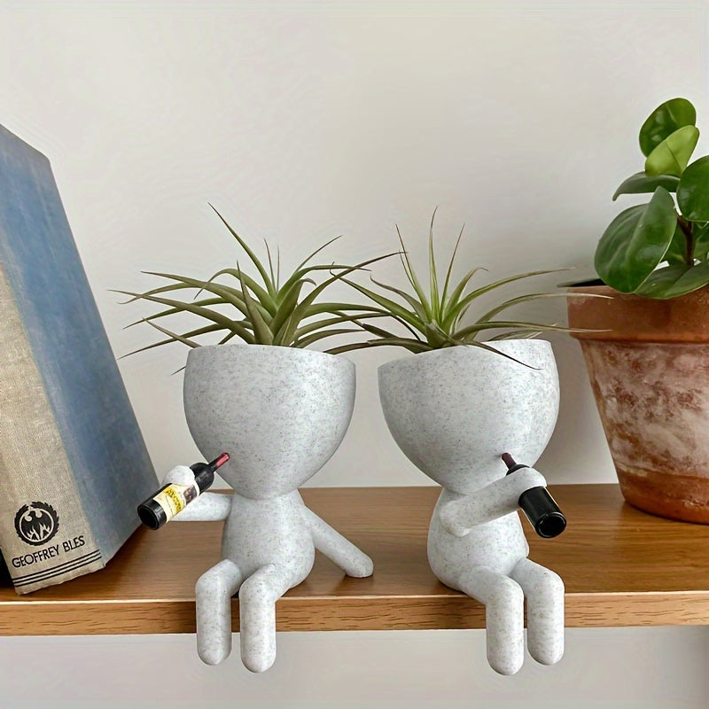 Maceta de Resina Boho-Chic para Suculentas - Diseño de Botella de Vino Lindo para Decoración de Hogar y Bar, Regalo Perfecto para Amantes de las Plantas