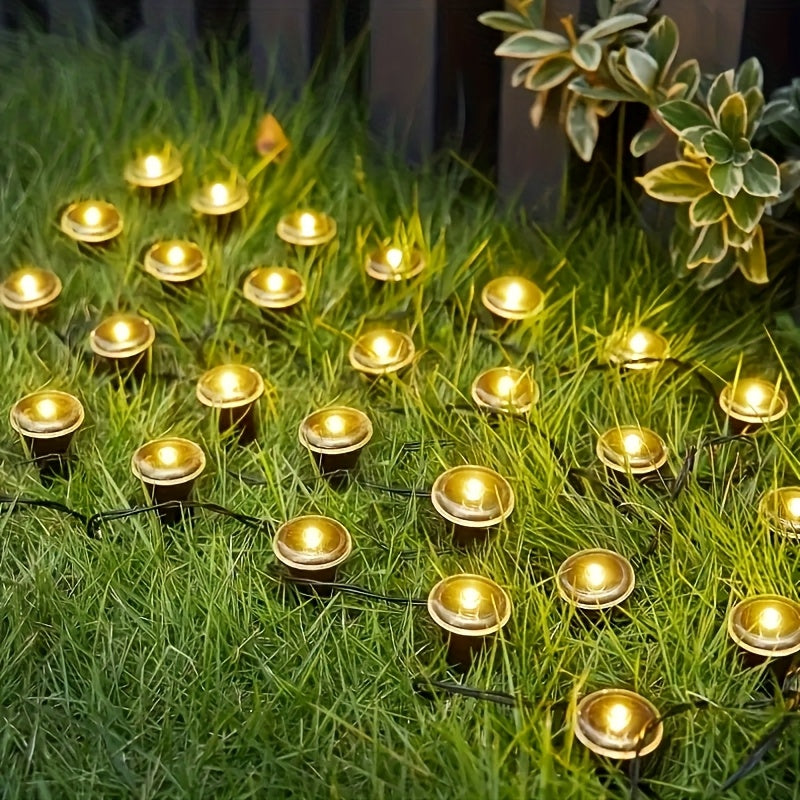 30 luces solares para exteriores, iluminación cálida amarilla, luces de plástico para césped, jardín y decoración de villas, ambiente navideño, luces solares para exteriores