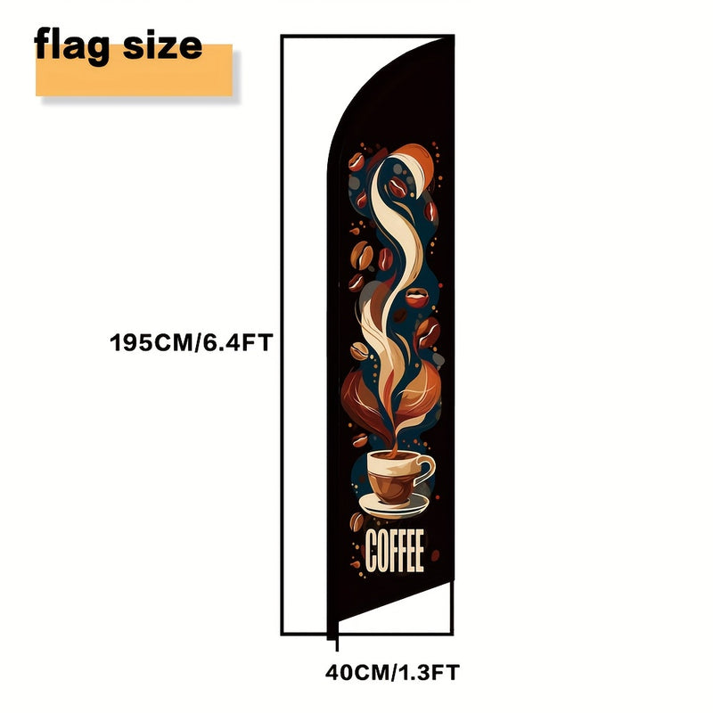 1 Juego de Bandera de Pluma para Cafetería de 259.08 cm con Asta, Banderín de Poliéster para Decoración y Publicidad Exterior en Cafés