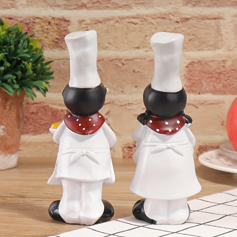 Adorno de pareja de chefs al estilo europeo, hecho de resina, adecuado para la decoración de mesas en cocinas de restaurante, panaderías y cafeterías
