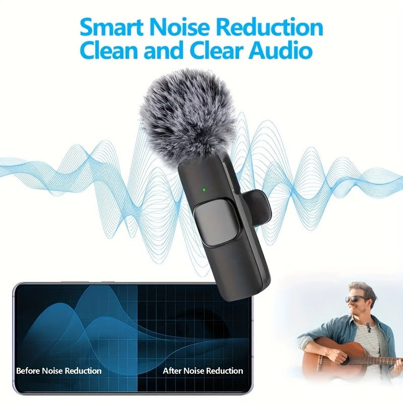 Microfono Lavalier sin varillas: con Protector de Viento Avanzado, Compatible con USB-C, Plug and Play, Reducción de Ruido, para YouTube y Transmisiones en Vivo