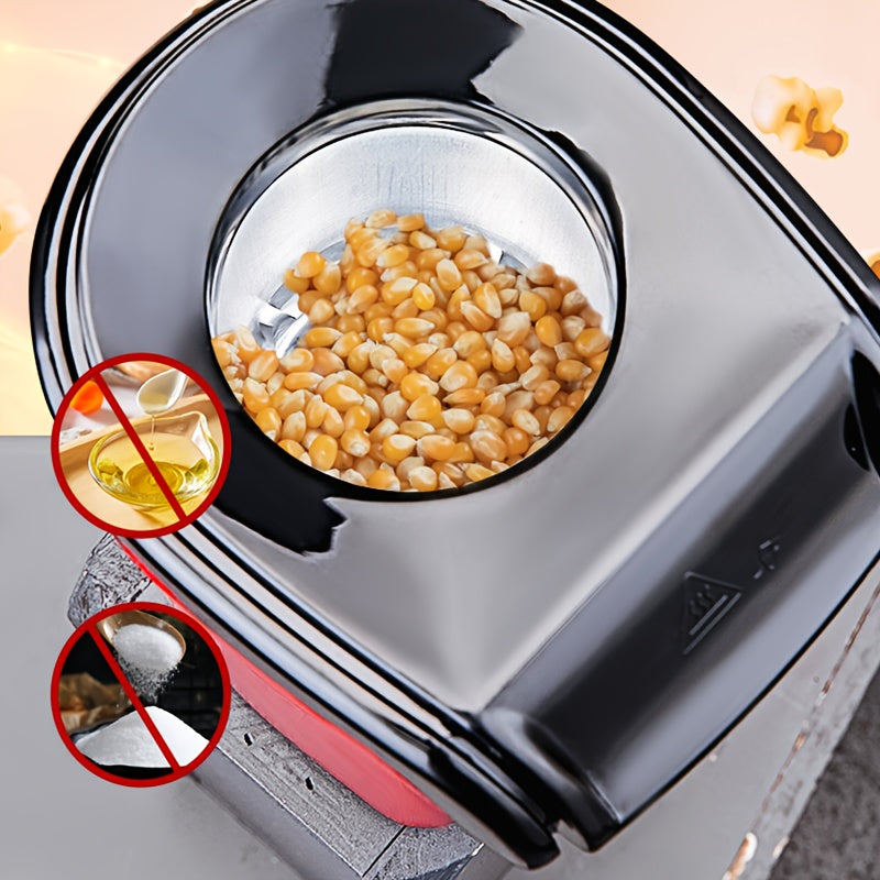 Hacedor de Palomitas de Maíz Portátil Rojo con Enchufe de EE. UU. - No Necesita Batería, Aparato de Cocina Eléctrico de 120V para Noches de Cine y Meriendas, Estilo Clásico, Acabado Suave, Diseño Fácil de Usar, Máquina de Palomitas de Maíz, Tiempo de Mer