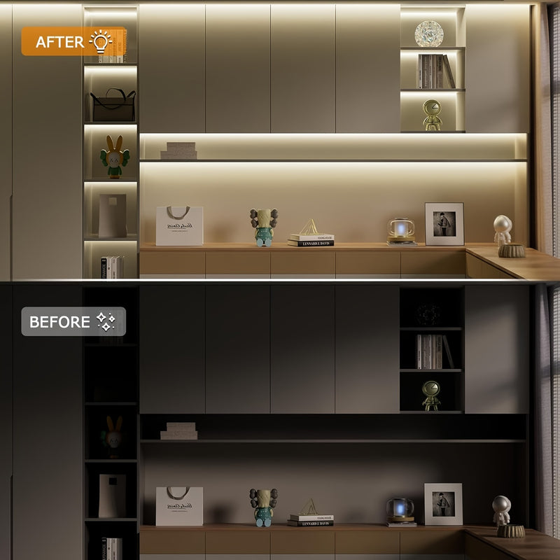 Barra de Luz Flexibles COB de 12V - Ultrabrillante, Duradera, Fácil Instalación para Dormitorio, Cocina, Escaleras y Decoración del Hogar, Luz LED Blanca Natural/Cálida/Fria, Opciones de 99.97/499.87cm