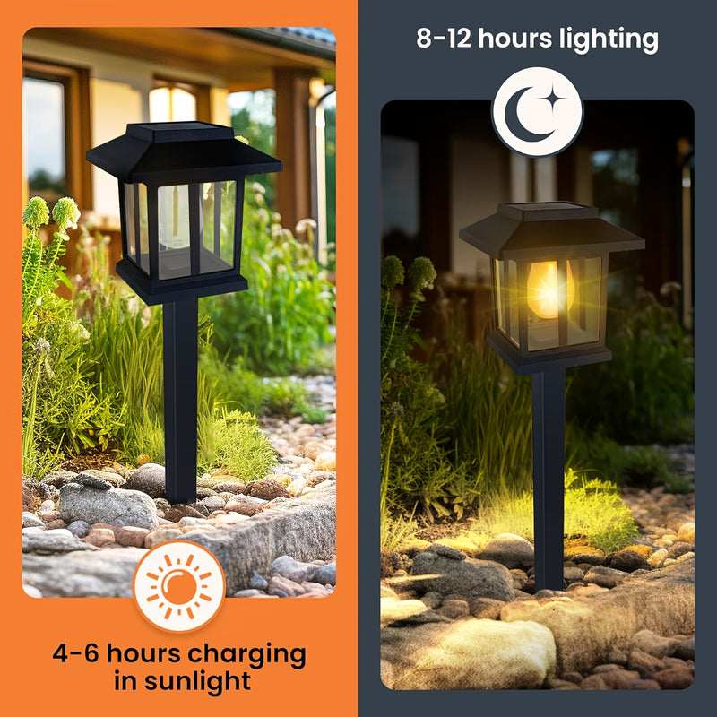 Juego de 2/6/12 luces solares para jardín, lámparas LED exteriores con energía solar, encendido automático al anochecer, diseño moderno en blanco cálido, para patio, camino, jardín, entrada