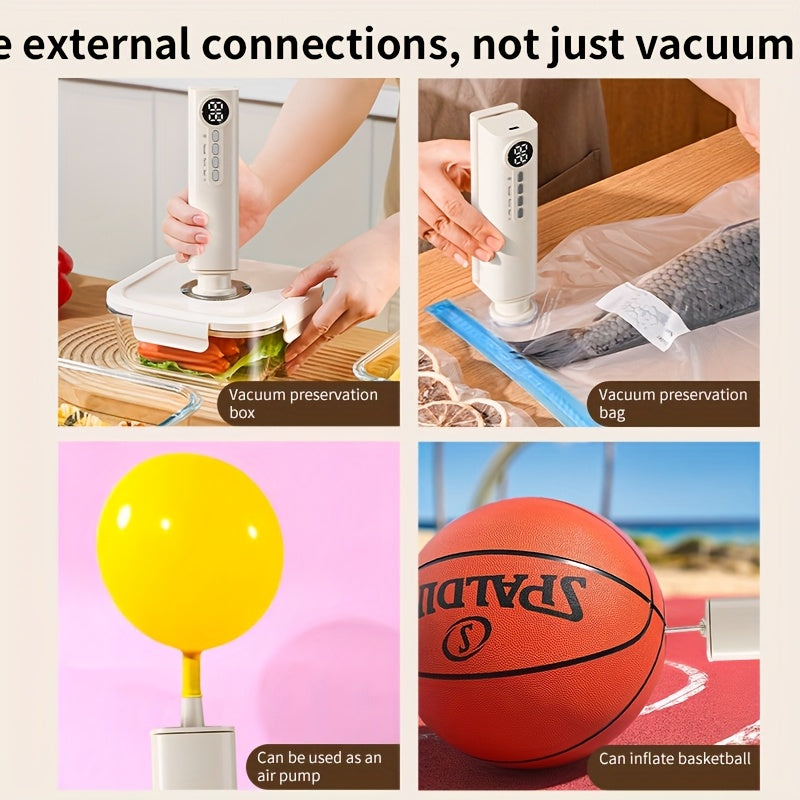 Kit Selladora al Vacío Recargable USB con Pantalla Digital - Sello Rápido, Incluye Bomba y Bolsas Herméticas, Ideal para Conservación de Alimentos, Snacks, Carne, Frutas, Verduras - Diseño Ahorrador de Espacio, 36V, Bomba de Aire para Sellado al Vacío