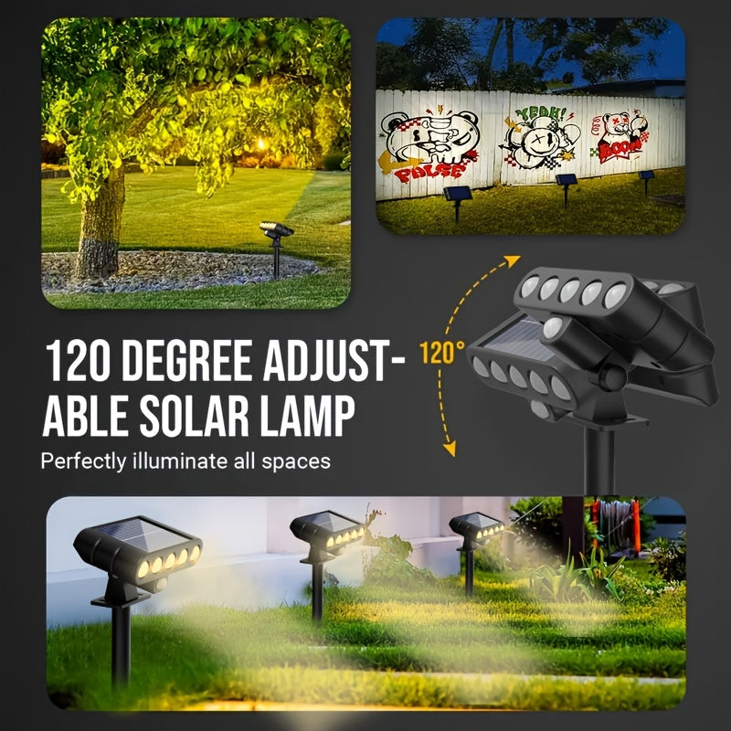 4 luces solares para árboles, luces de sendero con sensor de movimiento LED, 3 modos de iluminación exterior para jardines, patios, balcones, césped y luces de acera - Opción cálida/blanca